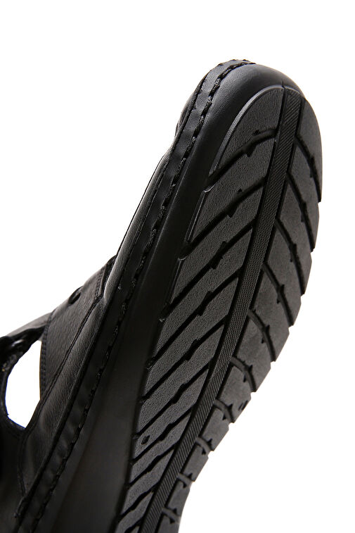 Derimod Derimod Erkek Siyah Deri Casual Sandalet 24SFD670318 Sandalet & Terlik | Boyner Siyah - 9. görsel