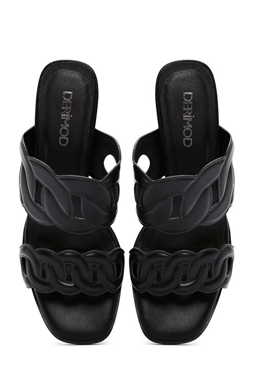 Derimod Derimod Kadın Siyah Kalın Topuklu Terlik 24SFD442318 Sandalet & Terlik | Boyner Siyah - 9. görsel