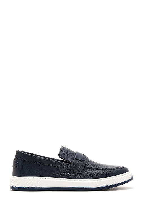 Erkek Lacivert Deri Casual Loafer 24SFD6802FT - Görsel 2