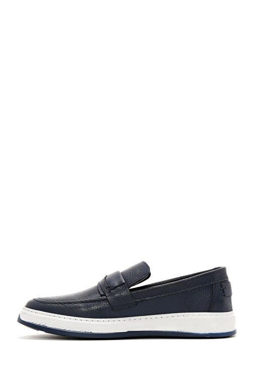 Erkek Lacivert Deri Casual Loafer 24SFD6802FT - Görsel 3