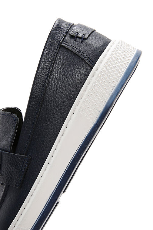 Erkek Lacivert Deri Casual Loafer 24SFD6802FT - Görsel 9