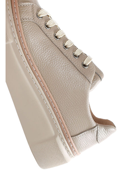 Kadın Bej Bağcıklı Kalın Tabanlı Deri Sneaker 24SFD1305FT - Görsel 8