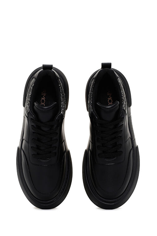 Kadın Siyah Kalın Tabanlı Taşlı Sneaker 24SFE135114 - Görsel 7