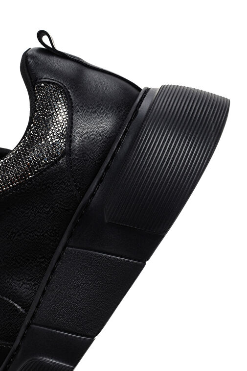 Kadın Siyah Kalın Tabanlı Taşlı Sneaker 24SFE135114 - Görsel 8