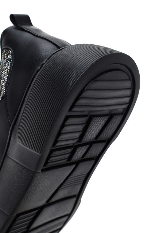 Kadın Siyah Kalın Tabanlı Taşlı Sneaker 24SFE135114 - Görsel 9