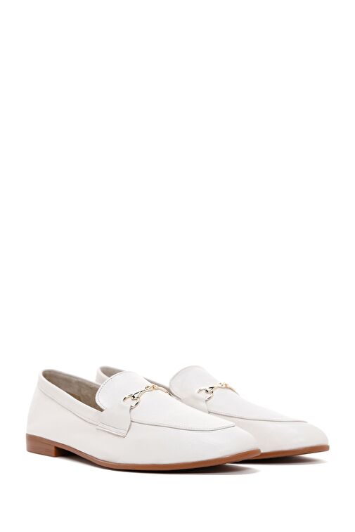 Derimod Beyaz Kadın Deri Loafer 24SFD350518 - Görsel 4