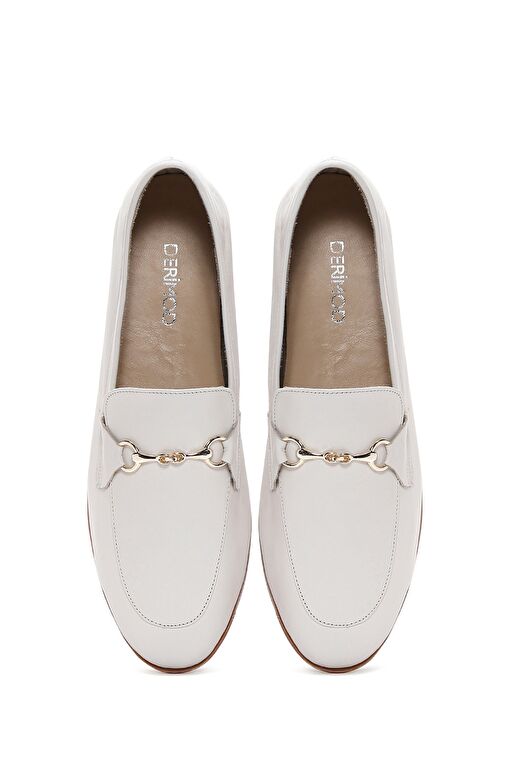 Derimod Beyaz Kadın Deri Loafer 24SFD350518 - Görsel 7
