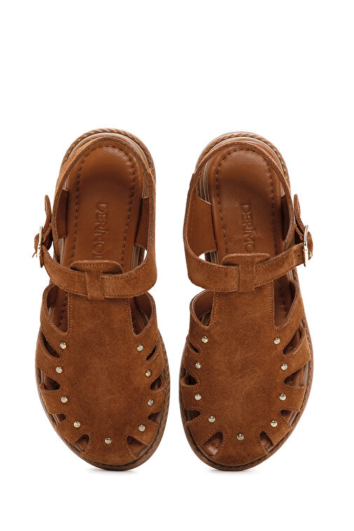 Derimod Derimod Kadın Taba Bilekten Bantlı Süet Deri Sandalet 24SFD350910 Boyner'de! Taba - 8. görsel