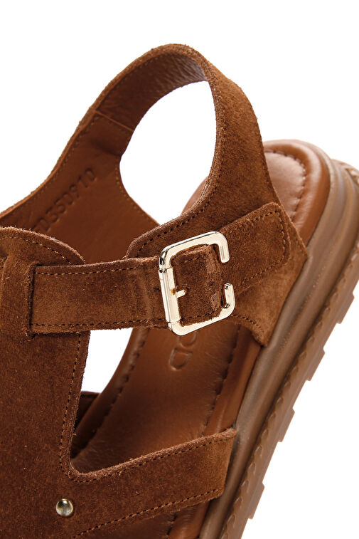 Derimod Derimod Kadın Taba Bilekten Bantlı Süet Deri Sandalet 24SFD350910 Boyner'de! Taba - 9. görsel