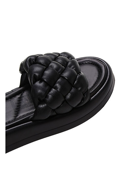 Derimod Derimod Kadın Siyah Örgü Deri Comfort Terlik 24SFD360329 Sandalet & Terlik | Boyner Siyah - 9. görsel