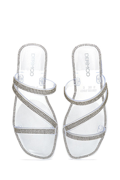 Kadın Şeffaf Jelly Taşlı Terlik 24SFE4904PV - Görsel 7