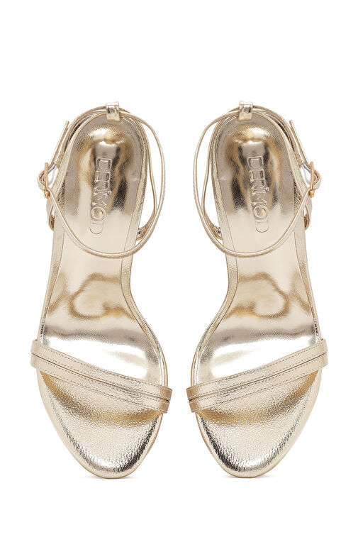 Derimod Derimod Kadın Altın Bilekten Bantlı Yüksek Topuklu Sandalet 24SFE491132 Sandalet & Terlik | Boyner Altın - 9. görsel