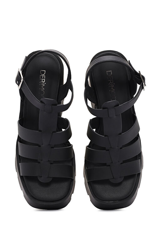 Kadın Siyah Bilekten Bantlı Platform Topuklu Sandalet 24SFE494418 - Görsel 9