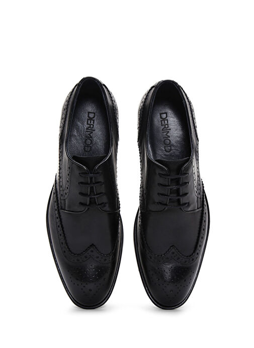 Erkek Siyah Deri Klasik Ayakkabı 24SFD620318 - Görsel 7