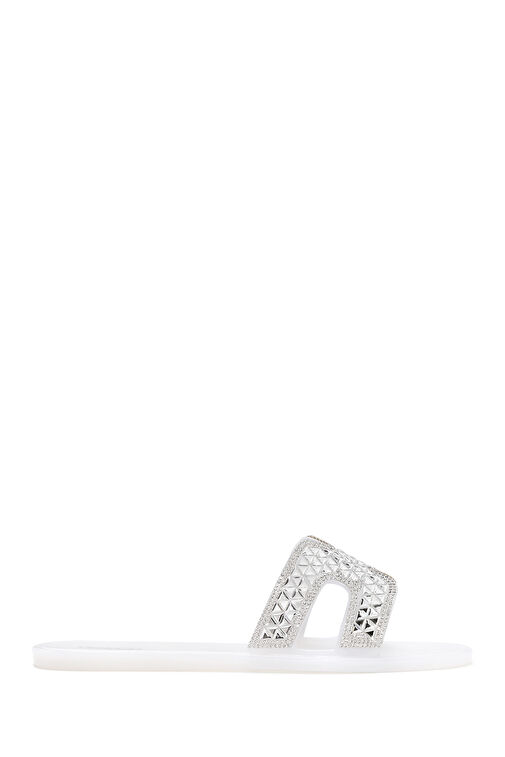 Kadın Beyaz Taşlı Jelly Terlik 24SFE4919PV - Görsel 2