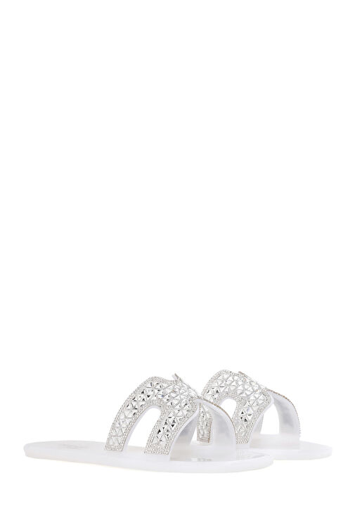 Kadın Beyaz Taşlı Jelly Terlik 24SFE4919PV - Görsel 5