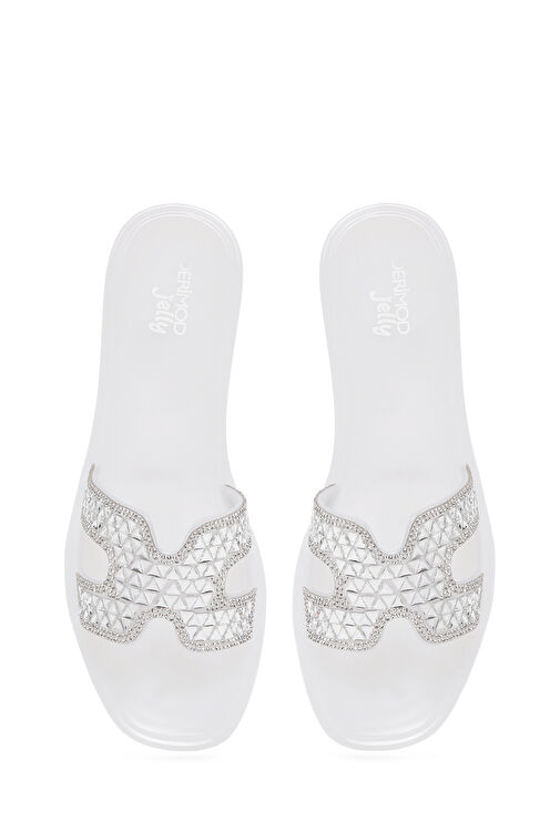 Kadın Beyaz Taşlı Jelly Terlik 24SFE4919PV - Görsel 8