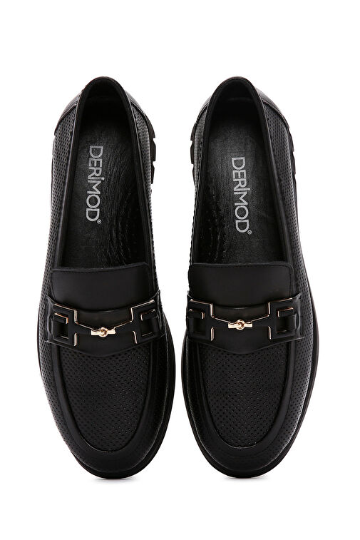 Derimod Derimod Kadın Siyah Toka Detaylı Deri Comfort Loafer 24SFD152518 | Boyner Siyah - 7. görsel