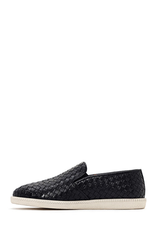 Erkek Siyah Örgü Deri Casual Loafer 24SFD615029 - Görsel 3