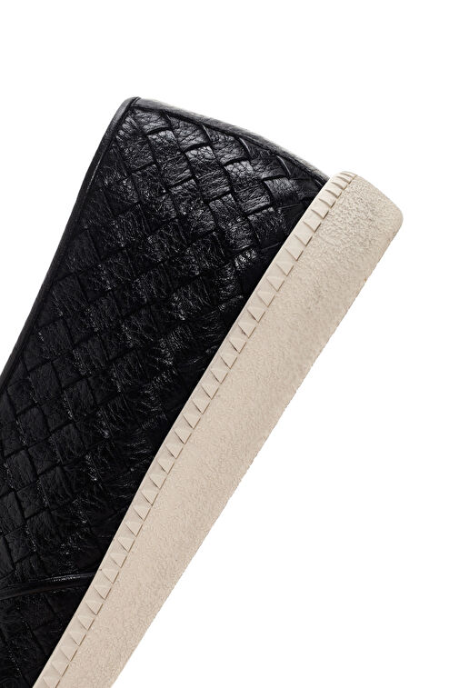 Erkek Siyah Örgü Deri Casual Loafer 24SFD615029 - Görsel 8