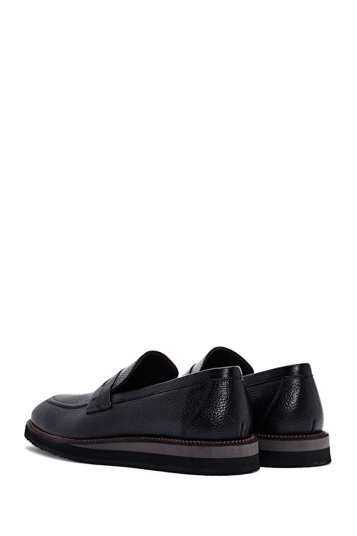 Erkek Siyah Deri Casual Loafer 24SFD6271FT - Görsel 6
