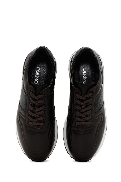 Erkek Kahverengi Kalın Tabanlı Deri Sneaker 24SFD641818 - Görsel 7
