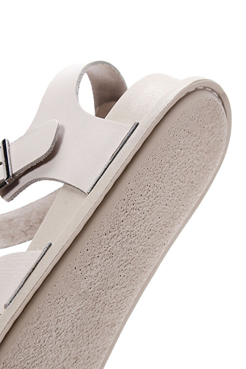 Kadın Gri Bilekten Bantlı Deri Sandalet 24SFD500118 - Görsel 9