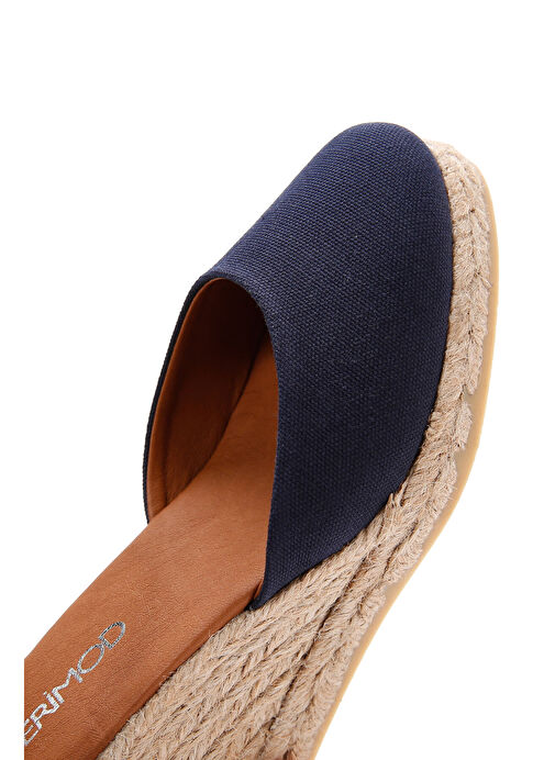 Kadın Lacivert Bilekten Bantlı Dolgu Topuklu Espadril 24SFD20556F - Görsel 8