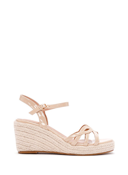 Kadın Bej Bilekten Bantlı Dolgu Topuklu Rugan Espadril 24SFE467316 - Görsel 2