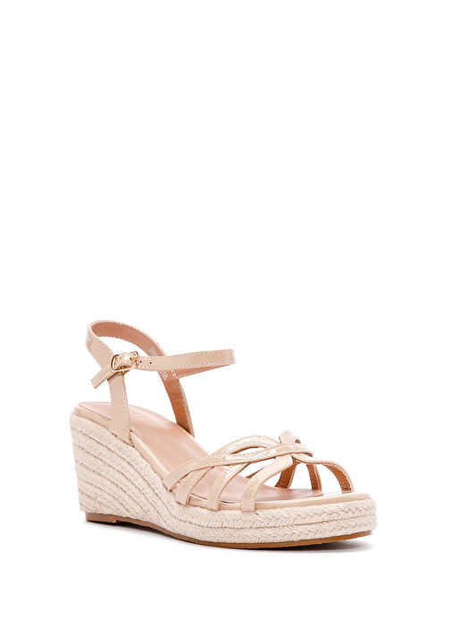 Kadın Bej Bilekten Bantlı Dolgu Topuklu Rugan Espadril 24SFE467316 - Görsel 8