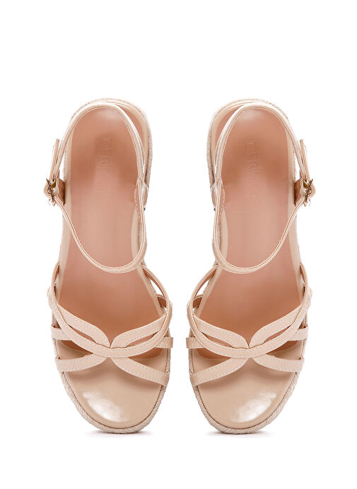 Kadın Bej Bilekten Bantlı Dolgu Topuklu Rugan Espadril 24SFE467316 - Görsel 9