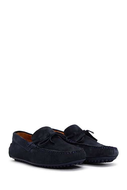 Erkek Lacivert Süet Deri Casual Loafer 24SFD630010 - Görsel 4