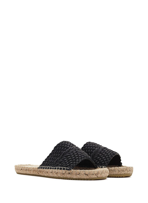 Derimod Siyah Kadın Deri Espadril 24SFD206129 - Görsel 4