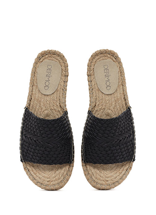 Derimod Siyah Kadın Deri Espadril 24SFD206129 - Görsel 8