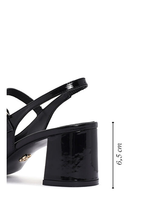 Derimod Derimod Kadın Siyah Arkası Açık Bantlı Topuklu Rugan Deri Stiletto 24SFD161016 | Boyner Siyah - 3. görsel