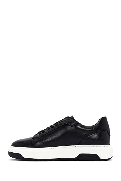 Erkek Siyah Kalın Tabanlı Bağcıklı Deri Sneaker 24SFD602718 - Görsel 3