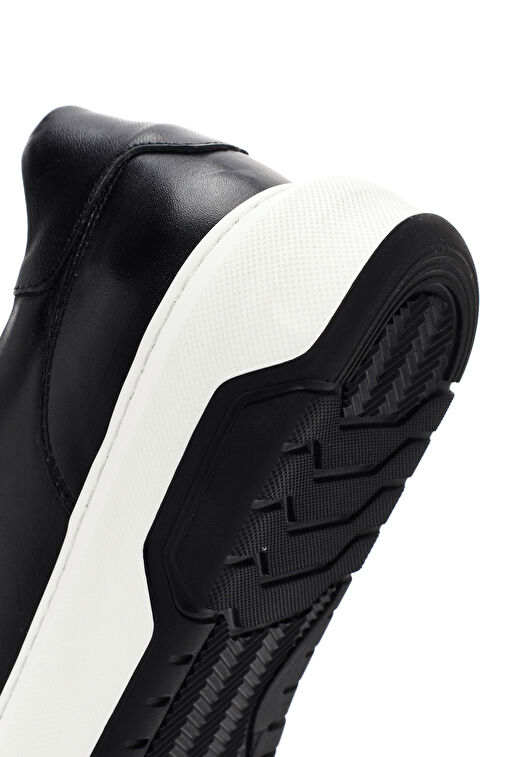 Erkek Siyah Kalın Tabanlı Bağcıklı Deri Sneaker 24SFD602718 - Görsel 9