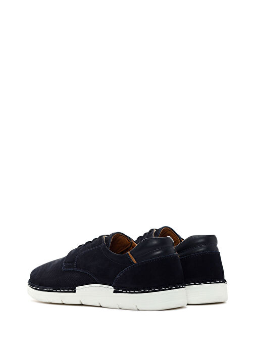 Erkek Lacivert Bağcıklı Deri Casual Ayakkabı 24SFD676626 - Görsel 6