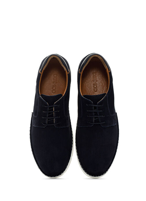 Erkek Lacivert Bağcıklı Deri Casual Ayakkabı 24SFD676626 - Görsel 7