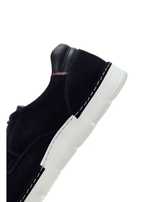 Erkek Lacivert Bağcıklı Deri Casual Ayakkabı 24SFD676626 - Görsel 8