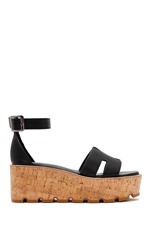 Derimod Derimod Kadın Siyah Bilekten Tokalı Kalın Tabanlı Deri Sandalet 24SFD181518 Sandalet & Terlik | Boyner Siyah - 2. görsel