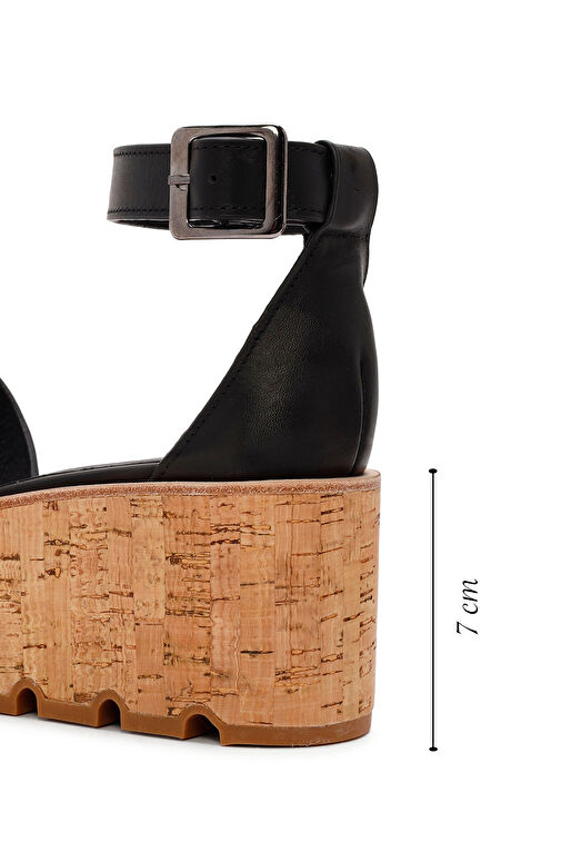 Derimod Derimod Kadın Siyah Bilekten Tokalı Kalın Tabanlı Deri Sandalet 24SFD181518 Sandalet & Terlik | Boyner Siyah - 3. görsel