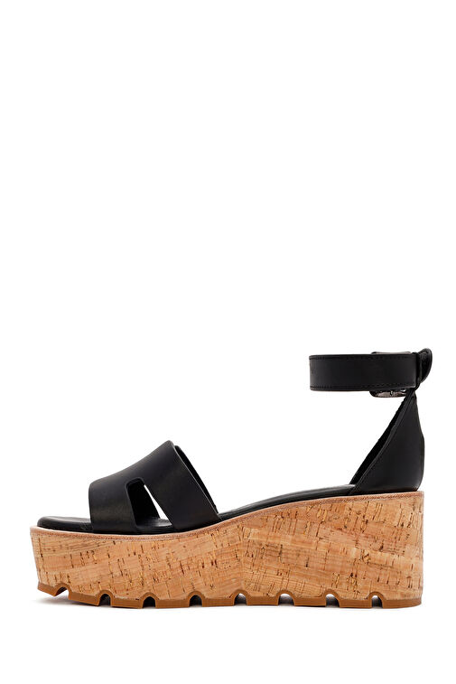 Derimod Derimod Kadın Siyah Bilekten Tokalı Kalın Tabanlı Deri Sandalet 24SFD181518 Sandalet & Terlik | Boyner Siyah - 4. görsel