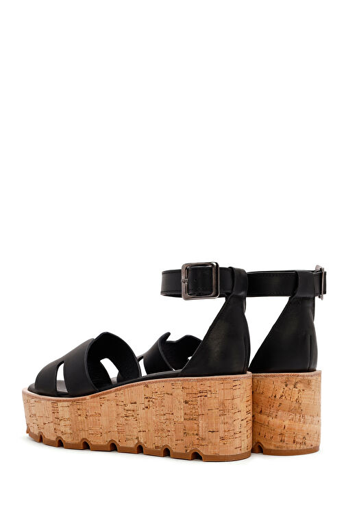 Derimod Derimod Kadın Siyah Bilekten Tokalı Kalın Tabanlı Deri Sandalet 24SFD181518 Sandalet & Terlik | Boyner Siyah - 7. görsel