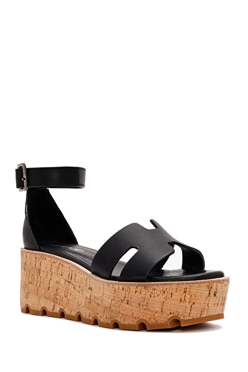 Derimod Derimod Kadın Siyah Bilekten Tokalı Kalın Tabanlı Deri Sandalet 24SFD181518 Sandalet & Terlik | Boyner Siyah - 8. görsel