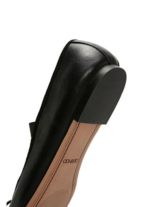 Kadın Siyah Deri Babet 24SFD550218 - Görsel 9