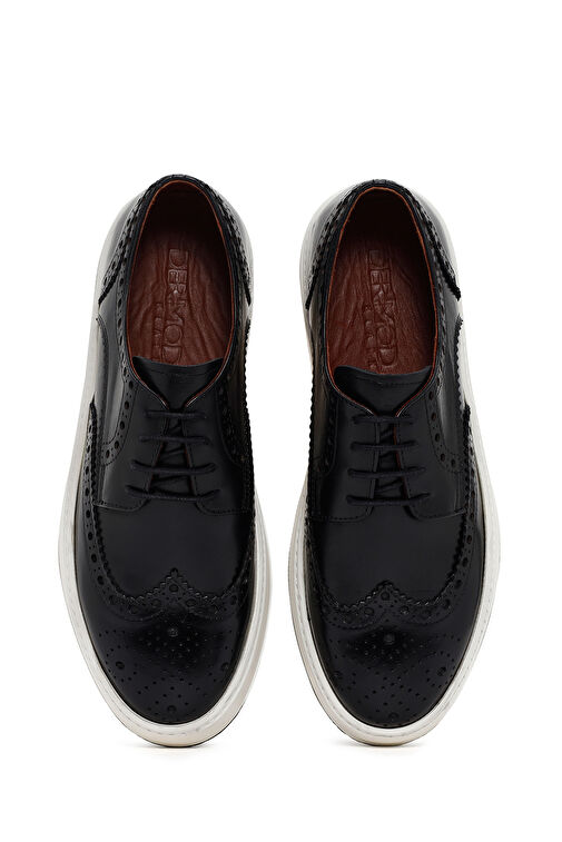 Erkek Siyah Bağcıklı Deri Casual Ayakkabı 24SFD635518 - Görsel 7