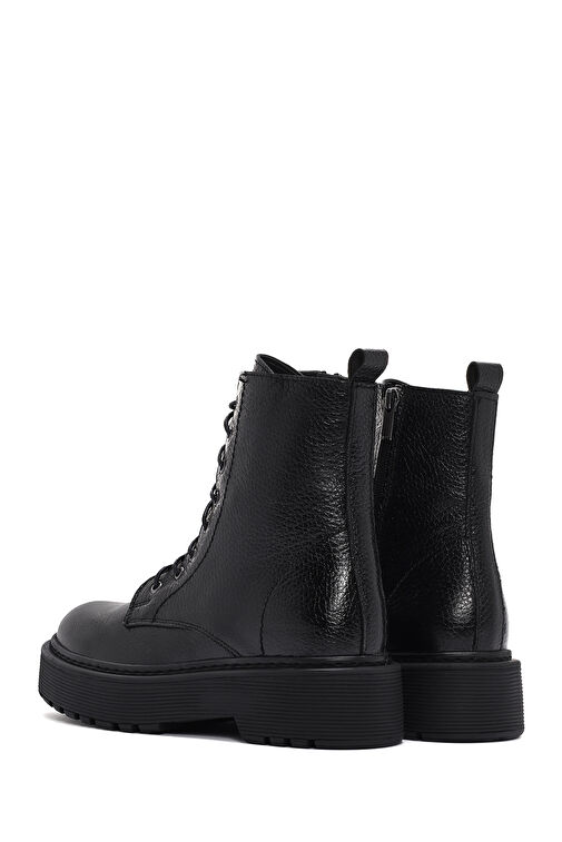 Kadın Siyah Deri Fermuarlı Postal Bot 24WFD1818FT - Görsel 6