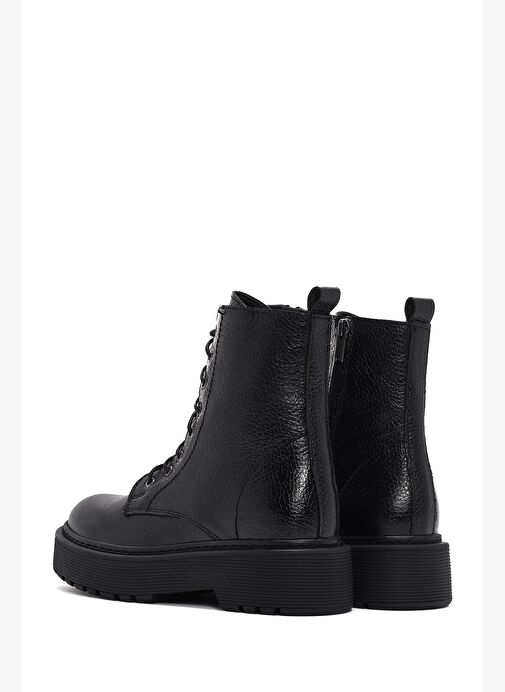 Kadın Siyah Deri Fermuarlı Postal Bot 25WFD1818FT - Görsel 7