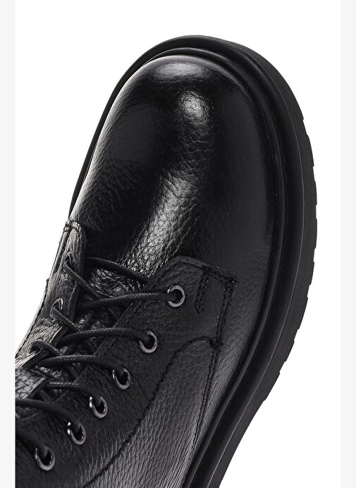 Kadın Siyah Deri Fermuarlı Postal Bot 25WFD1818FT - Görsel 9